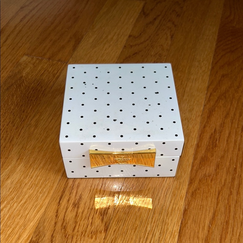 Kate Spade Polka Dot Jewelry Box with Gold Bow